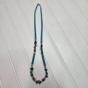 Vintage Handmade Turquoise Necklace Indigenous Native Zuni 24"